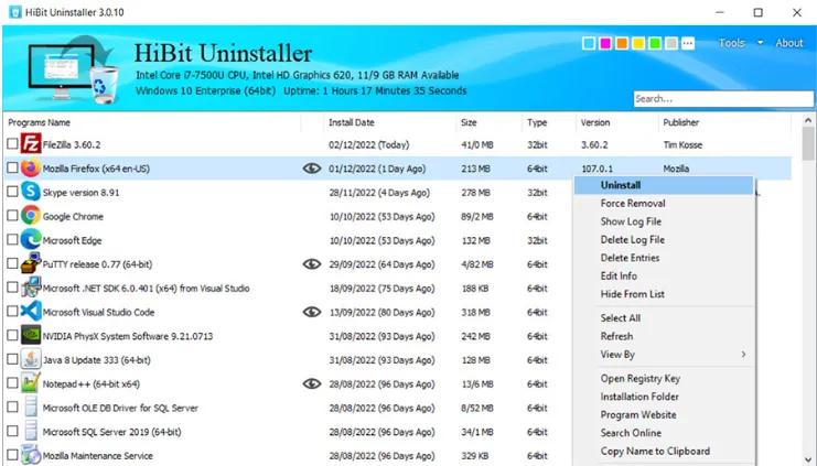 HiBit Uninstaller界面预览